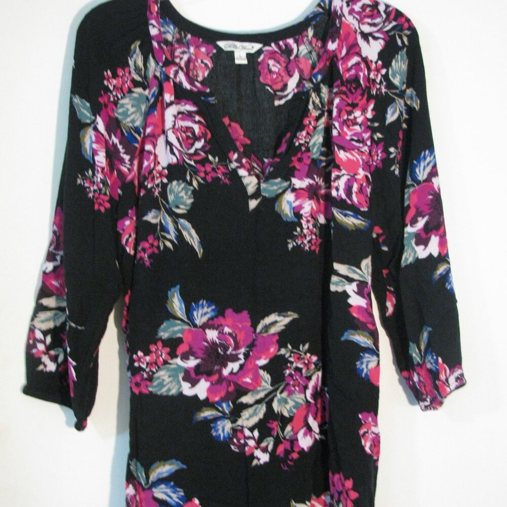 * The Pioneer Woman Blouse Large Black Floral Print 3/4 Sleeve